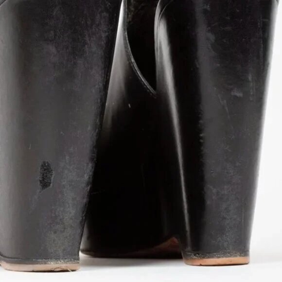 Prada Black Leather Peep-Toe Platform Sandals - Picture 9 of 10